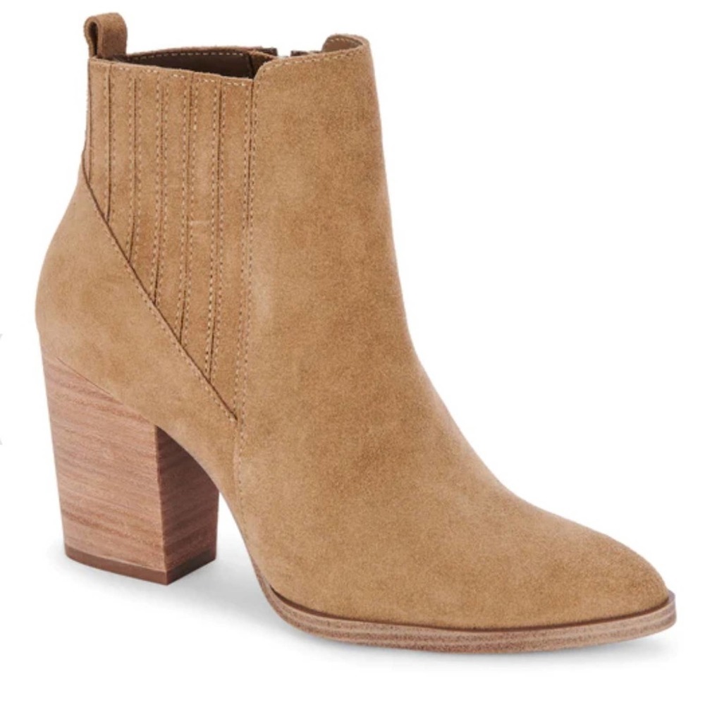 Blondo Suede Ankle Boot in Light Tan